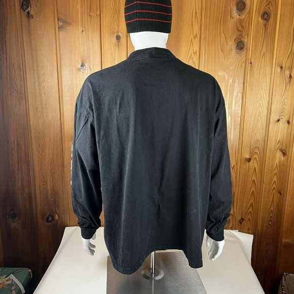 VTG FUBU FB Logo long Sleeve Spell Out Bigger T Shirt Crew neck 2XL Black Red - Picture 8 of 8